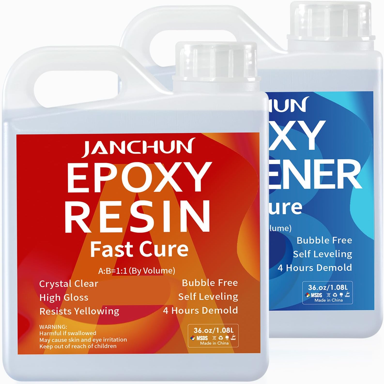 JANCHUN 72oz Premium Clear Epoxy Resin Kit Casting and Coating for River Table Tops, Art Resin,Jewelry Projects, DIY,Tumblers, Molds, Tumbler, DIY Gifts