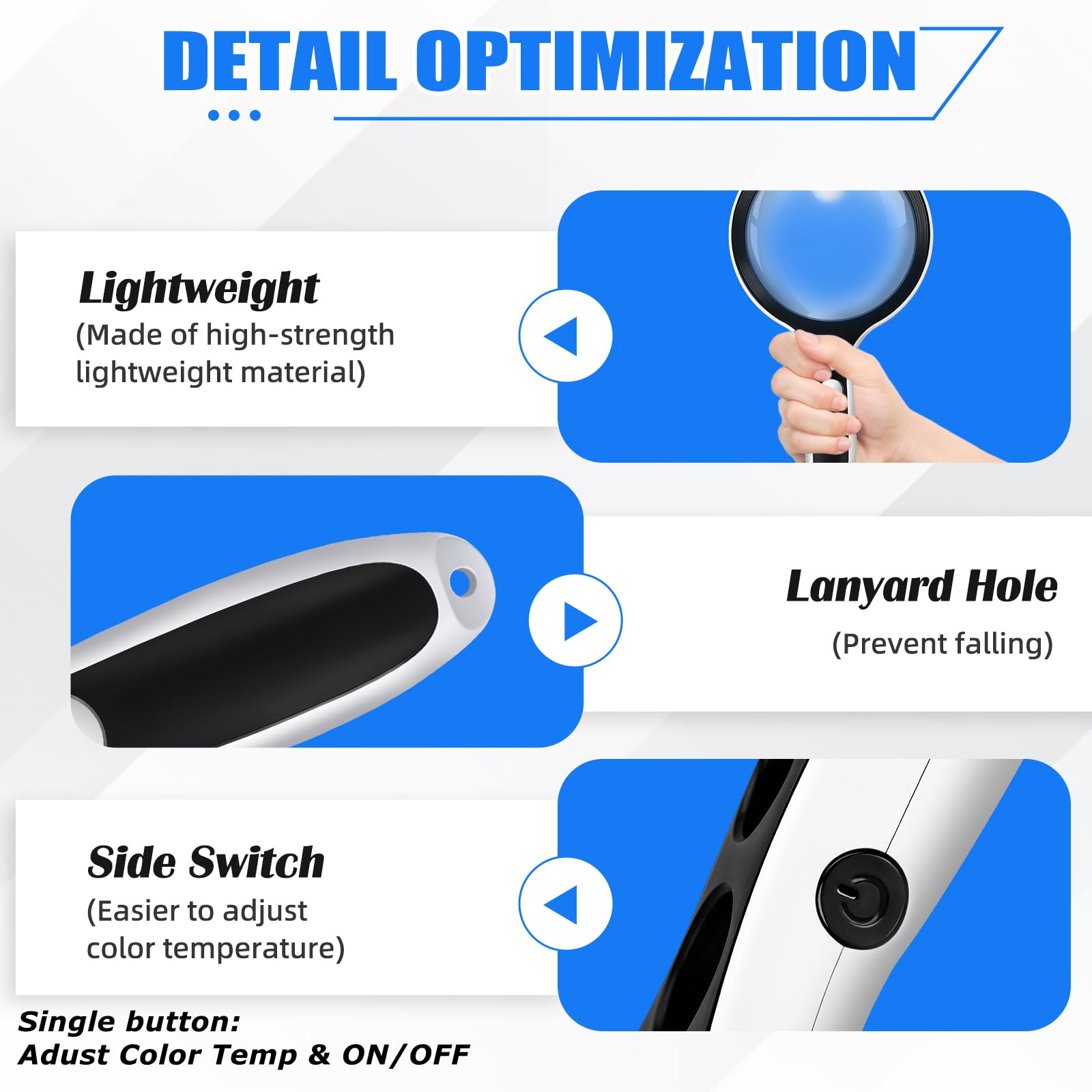Lupa grande con luces, lupa iluminada de mano de 10 x 25 x 45 x 60 x, lupa de página de 5 pulgadas, lupa para leer impresiones pequeñas y personas mayores con ojos envejecidos