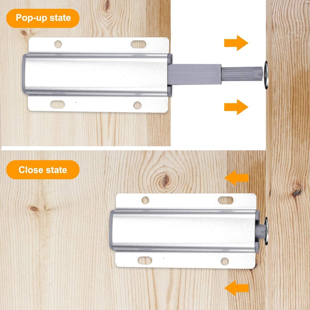 VICTAC Magnetic Push Latches for Cabinets, Heavy Duty Push-to-Open Door Latch, Release Pop Out Kitchen Hardware for Drawer, Closure, Cupboard, Wardrobe, Closet (Pack of 4) — Amazon image 6