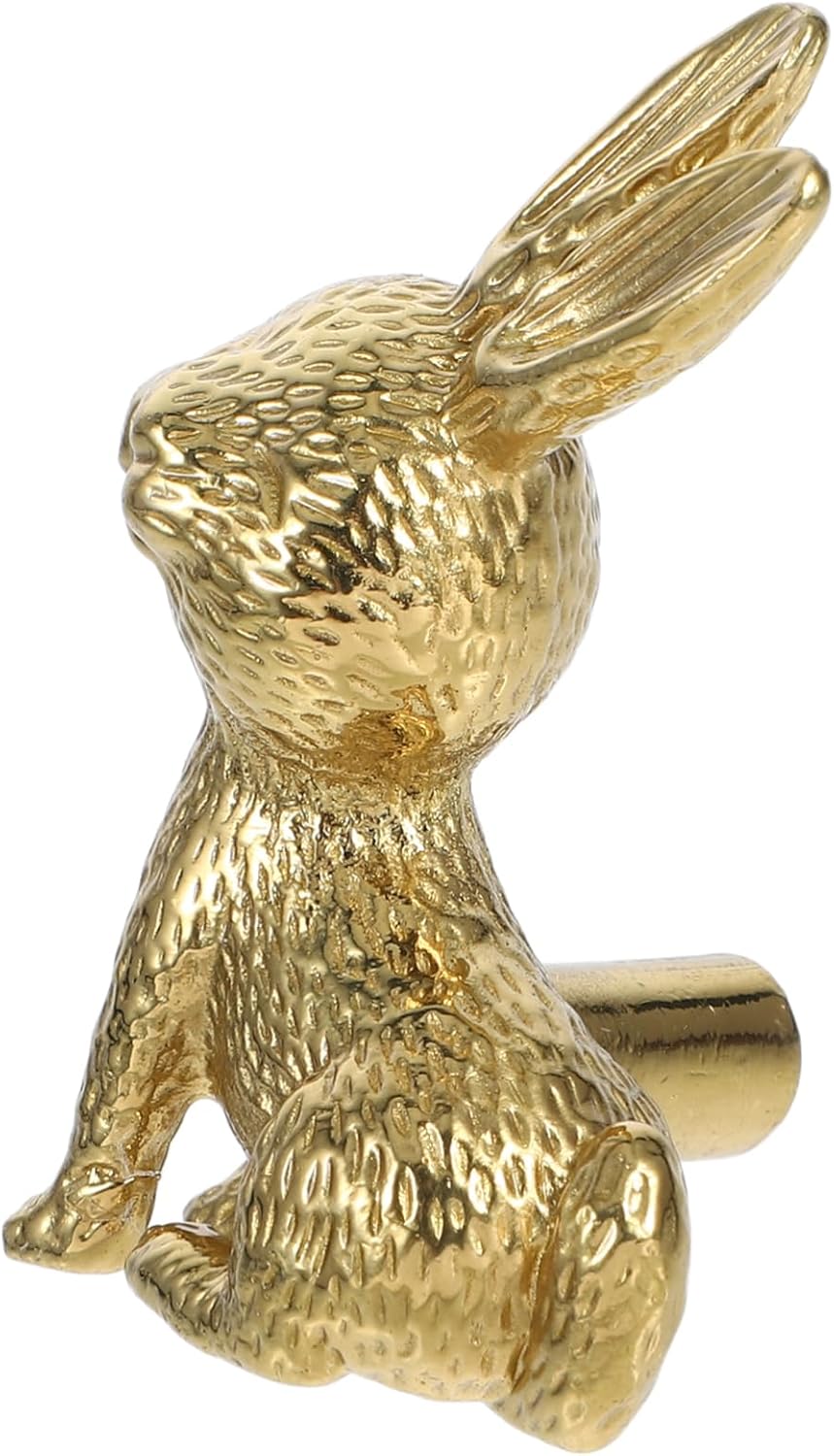 STOBAZA Cute Rabbit Drawer Pulls Antique Brass Cabinet Knobs for Nursery Dresser Easy Installation Durable Design Adorable Bunny Motif for Home Decor