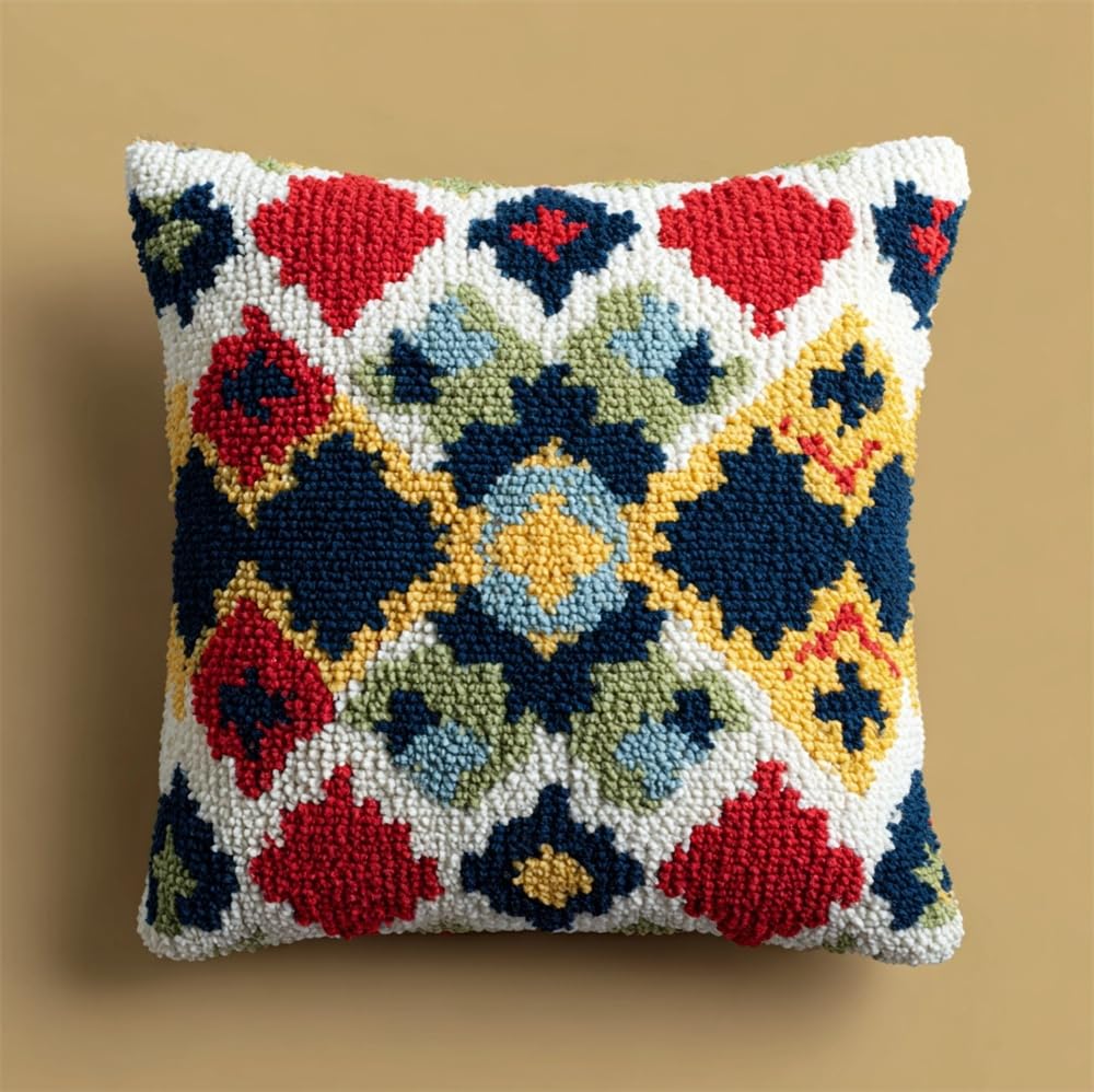 kitphoenix Latch Hook Kits DIY Throw Pillow Cover Classic Pattern