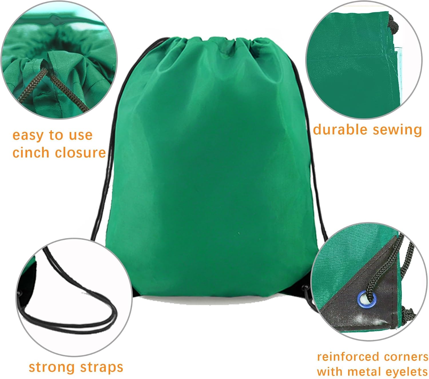 BeeGreen Christmas Green 20 pieces Drawstring Backpack Bags Cinch Bags Bulk Heavy Duty Gift Wrap Bags Machine Washable Lightweight Sackpack Outdoor Sport Bags for Women Men