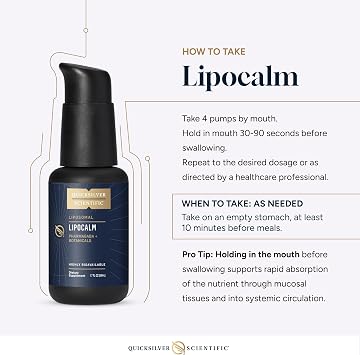 Quicksilver Scientific LipoCalm - GABA Liposomal مع الأعشاب لدعم الاسترخاء - البابونج ، عشب Passionflower و Skullcap Supplement for Peace of Mind & Sleep Calm Support ( 1.7oz / 50ml )