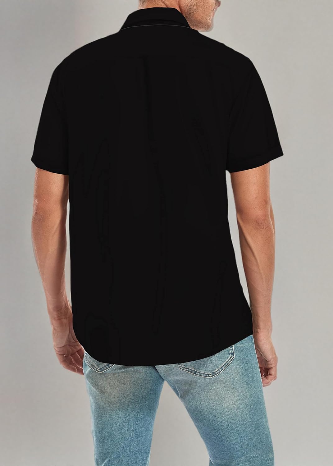 Ecosunny Bowling Shirts for Men Short Sleeve Polo Shirt Casual Slim Fit Golf Shirt - Image 5