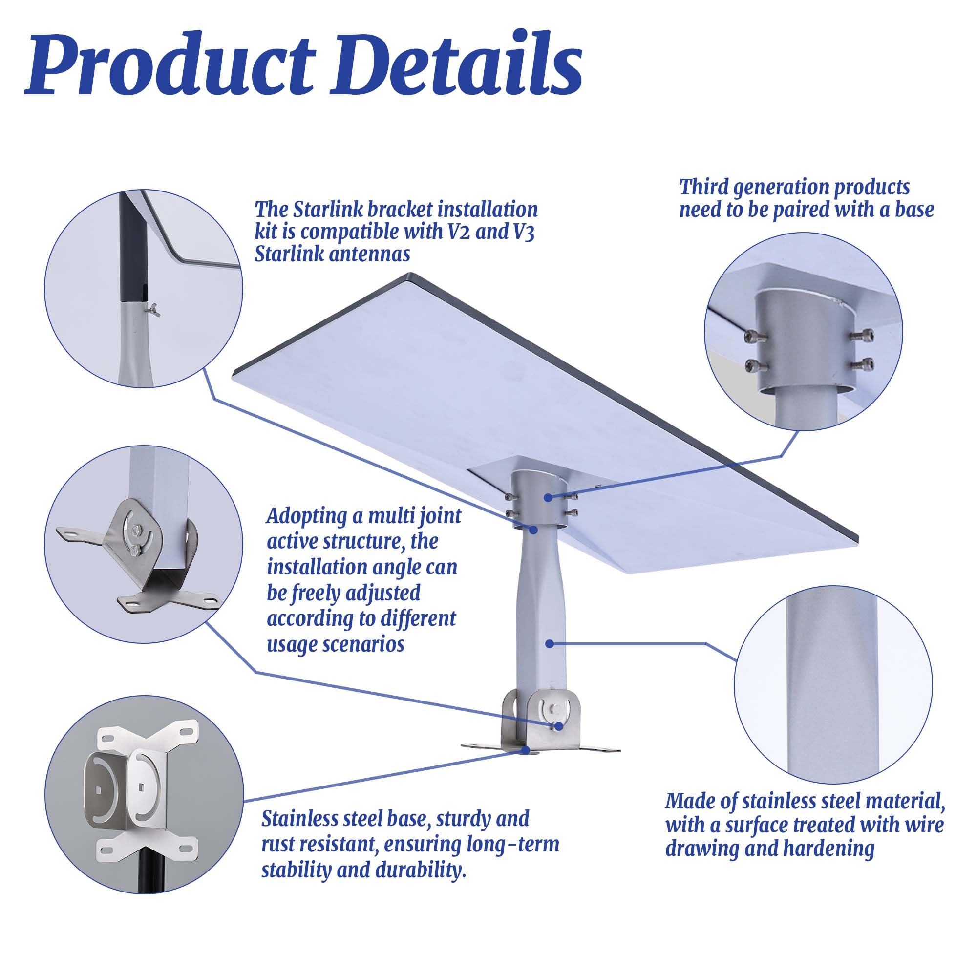 XLTTYWL Adattatore Per Tubo Starlink Gen3 - Montaggio Universale Per Pali Da 31-51mm - Foto 13