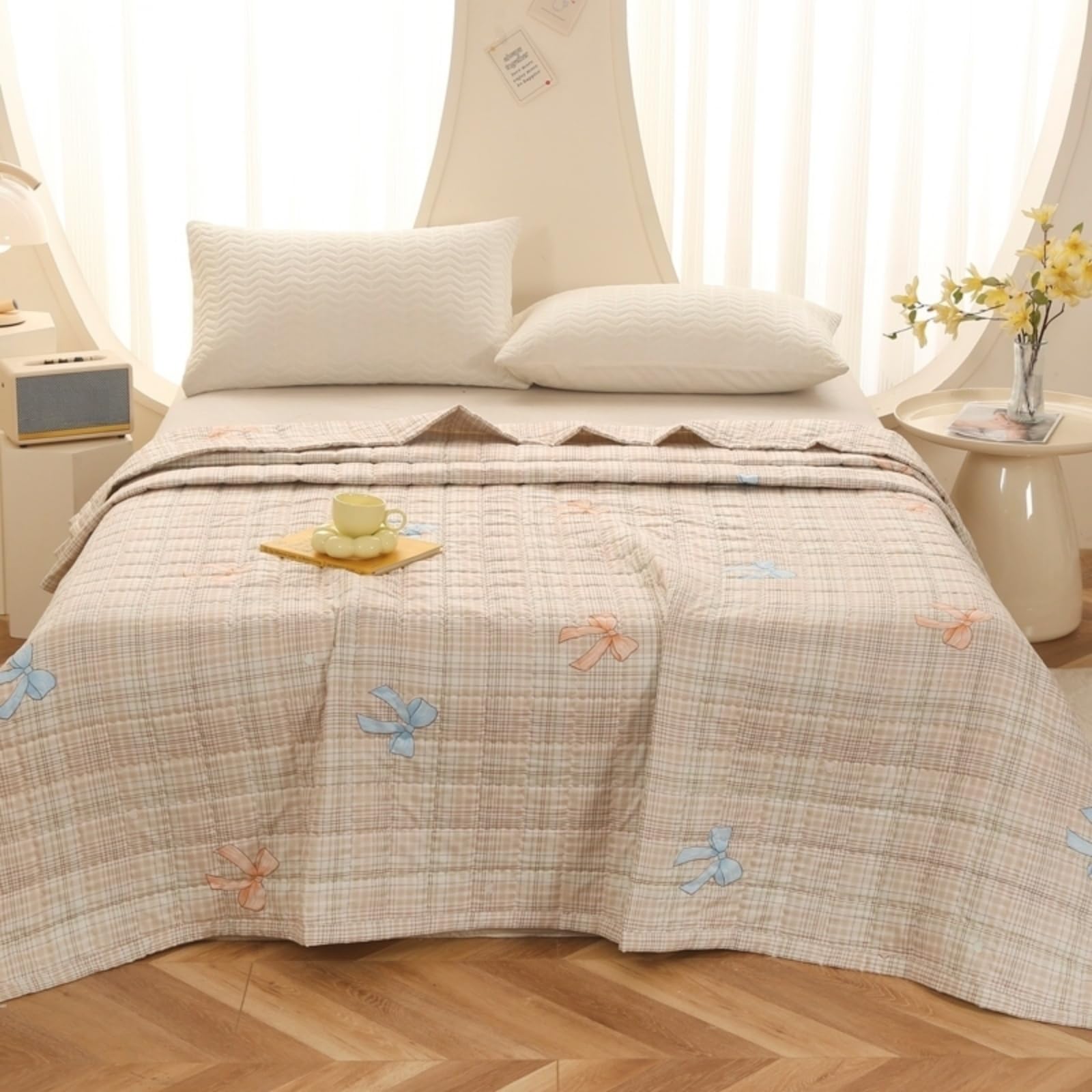Colcha edredón de verano para dormitorio moderno cama 150x200cm estampado cuadros