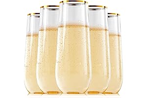 FOCUSLINE 24 Pack Plastic Champagne Glasses 9 Oz - Shatterproof, Disposable Plastic...