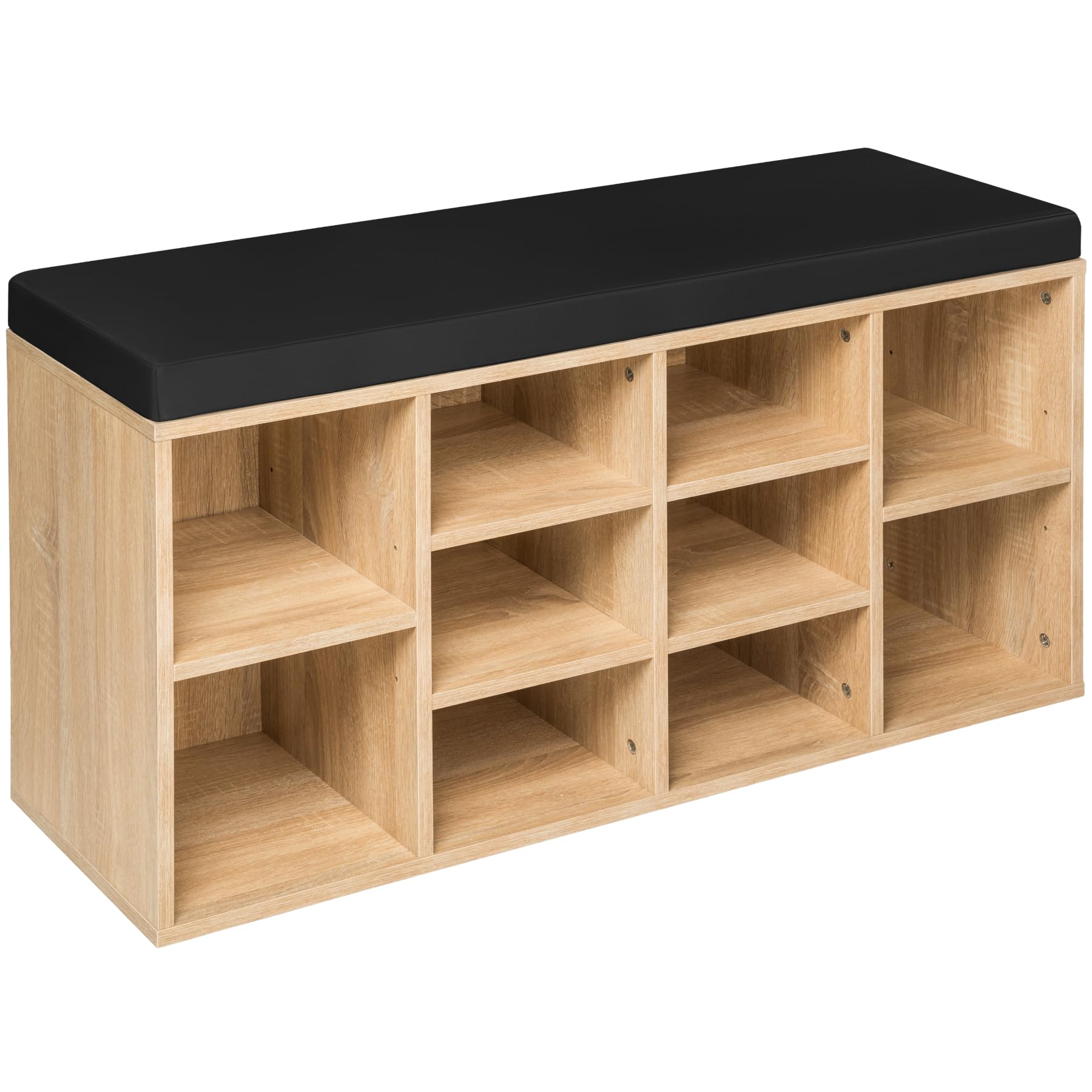 tectake® Zapatero Madera con cojín extraíble, estanteria Zapatero Ajustable, Mueble Entrada recibidor, Organizador Zapatos, Banco Madera para Guardar Zapatos - Negro/Roble Claro