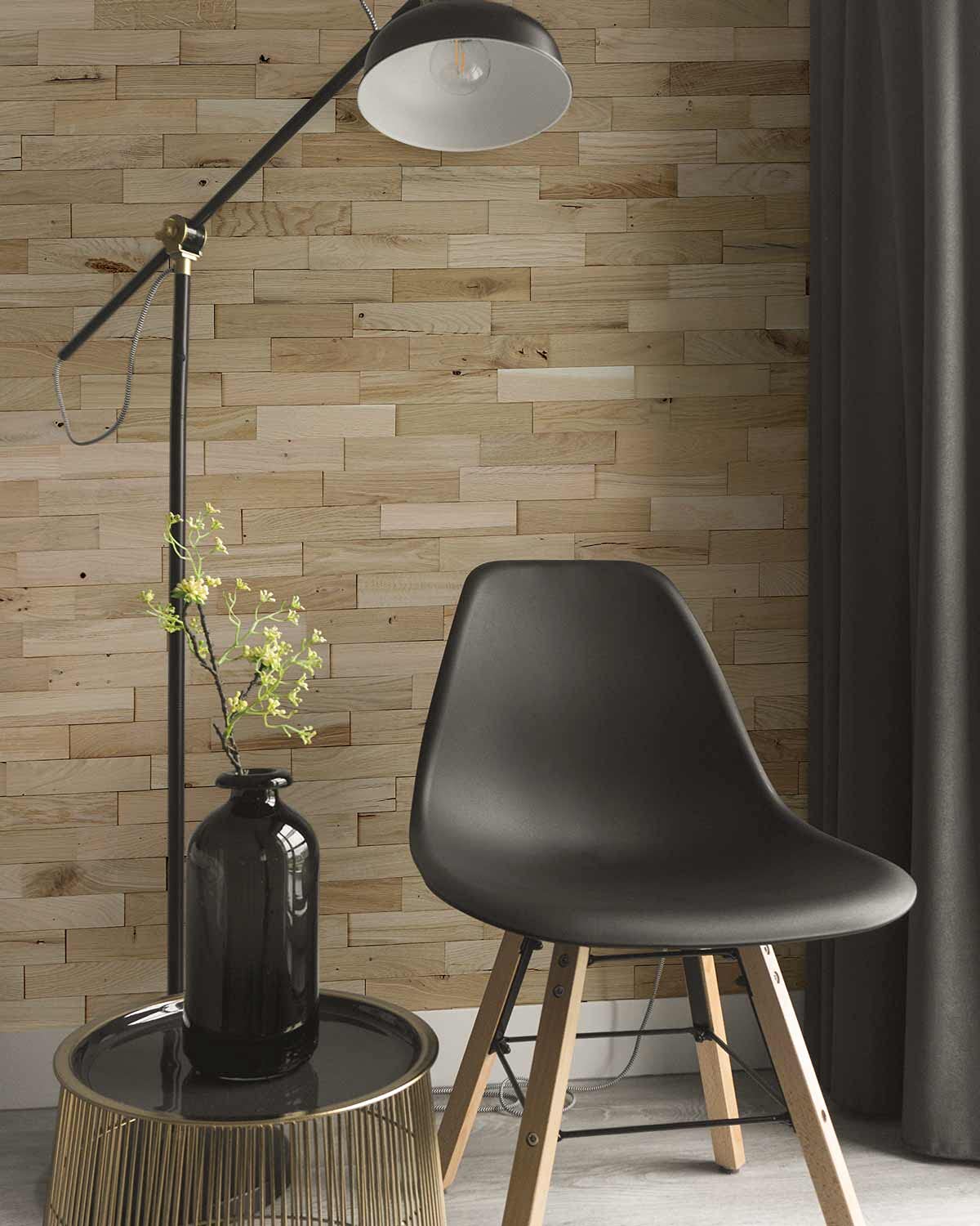 wodewa Revêtement Mural Bois 3D Chêne Rustique 1m² Parement Bois Lambris Panneaux Muraux Decoration Murale Interieur Nature