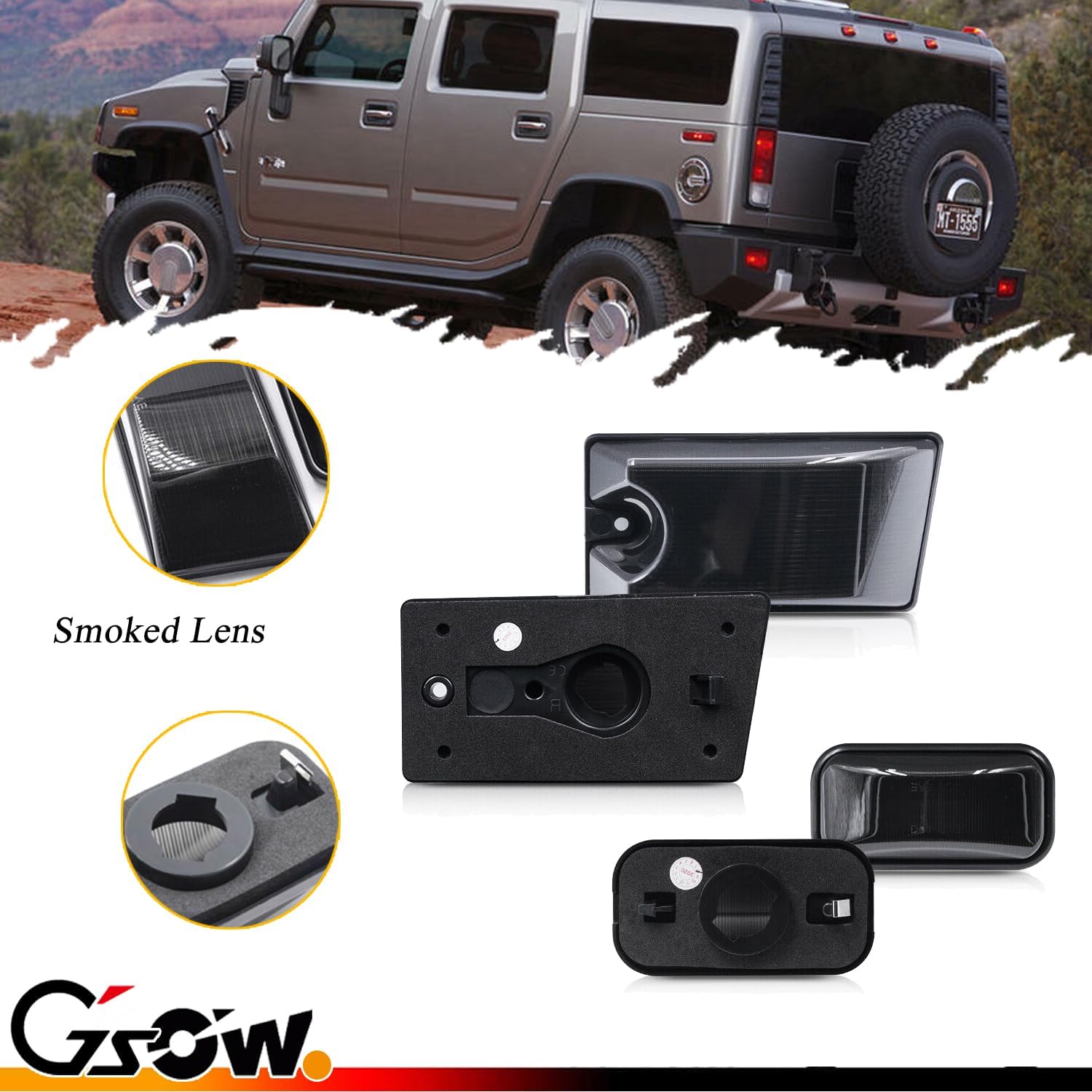 10 PCS Smoked Lens LED Cab Roof Light Housing Kit for Hummer H2 2003-2009, H2 SUT 2005-2009 Top Clearance Marker Light Shell, Smoked Housing