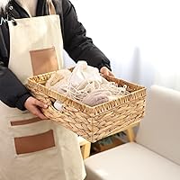 Vista 6 de YAHUAN Water Hyacinth Storage Baskets, Hand-Woven Baskets with Built-in Handles Wicker Baskets for Organizing Storage Baskets for Bedroom,Living