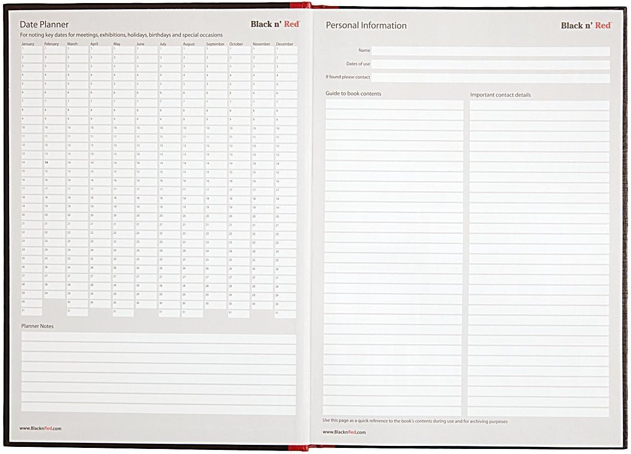 Black n' Red Casebound Hardcover Notebook, 11-3/4" x 8-1/4", Black/Red, 96 Ruled Sheets, Sold as 6 Pack (D66174)