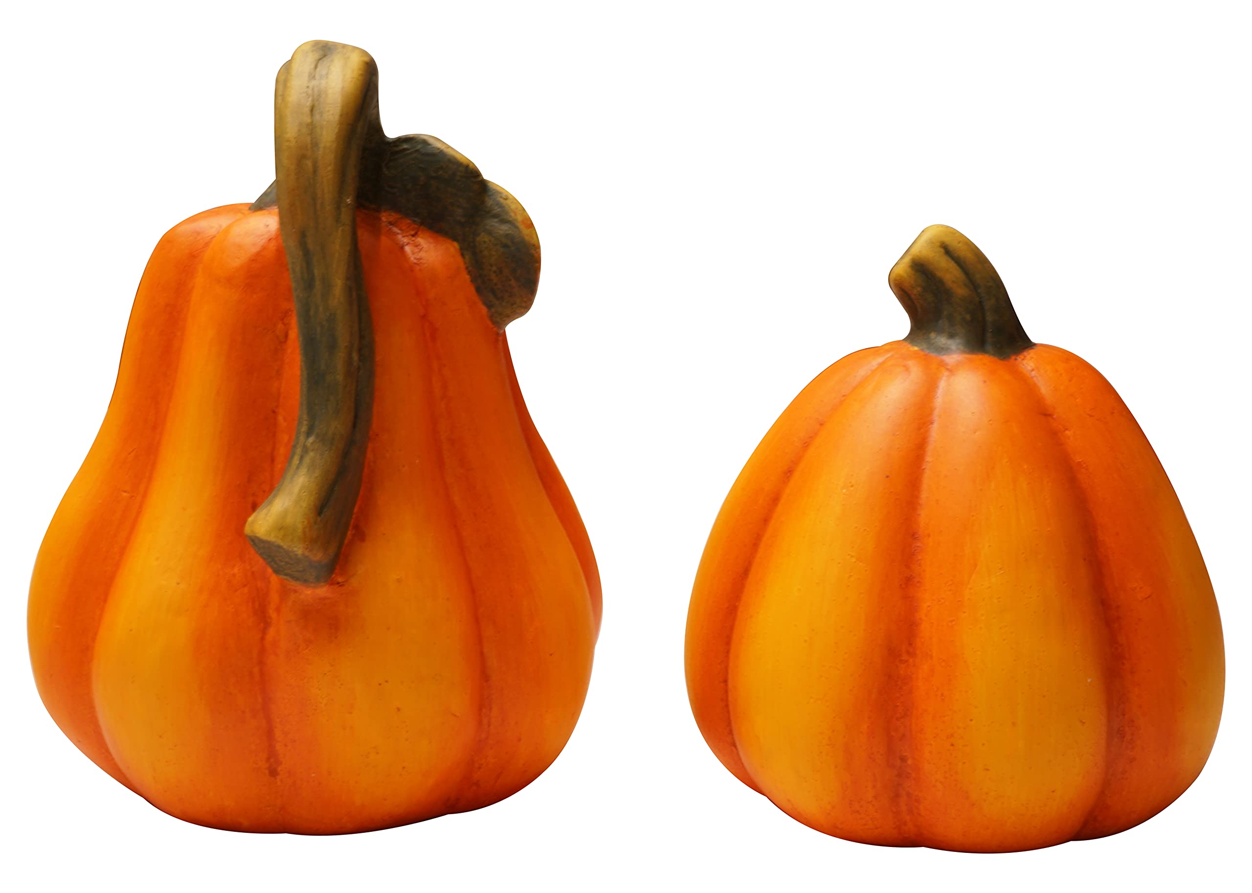 khevga Calabaza Deco Cerámica: Linterna Otoño Set de 2 Decoración de Halloween Iluminada con LED