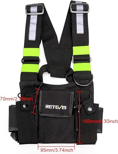 Miniatura 3 de Retevis Chaleco de radio universal para radio en el pecho, bolsa frontal compatible con RT22 RT21 RT27 RT28 RT68 RT29 Baofeng Arcshell Walkie Talkie