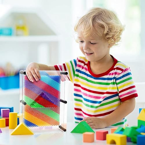 Miniatura 7 de Juguete de arte de pines 3D  Tablero de arte único de plástico arcoíris para niños, 6 x 8 pulgadas, aguja de escultura de impresión de pines 3D,