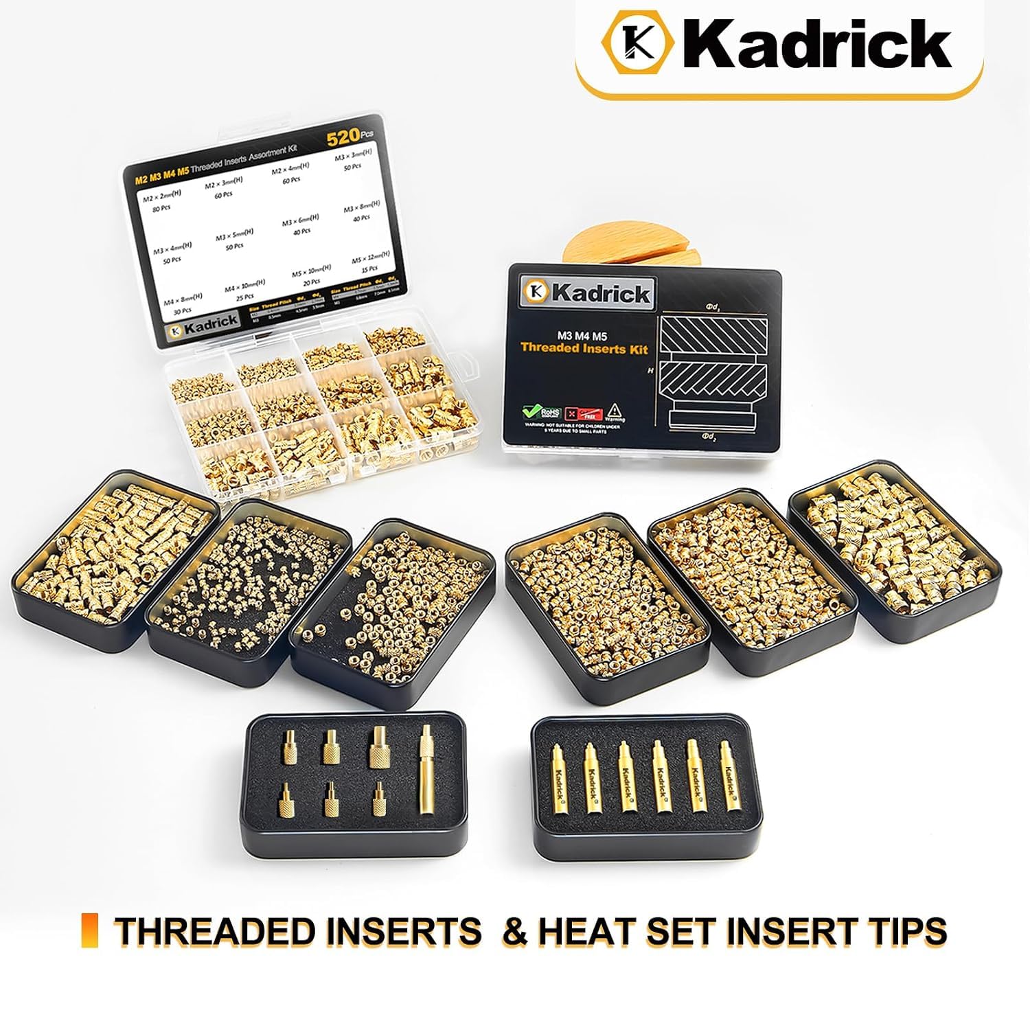 KADRICK 55PCS M6 Heat Set Inserts M6*8mm*8mm Threaded Inserts for Plastic