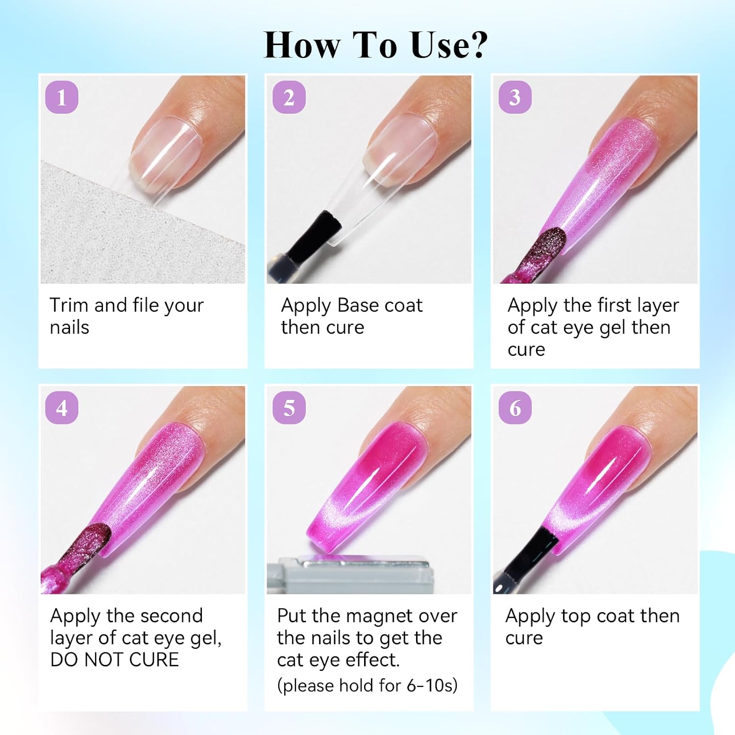 Neon Cat Eye Gel Nail Polish Set 10 Colors: Magnetic Cateye Gel Polish 9D Effect, Sparkle Glitter Bright Red Hot Pink Blue Nail Polish Long Lasting Soak Off Home Salon