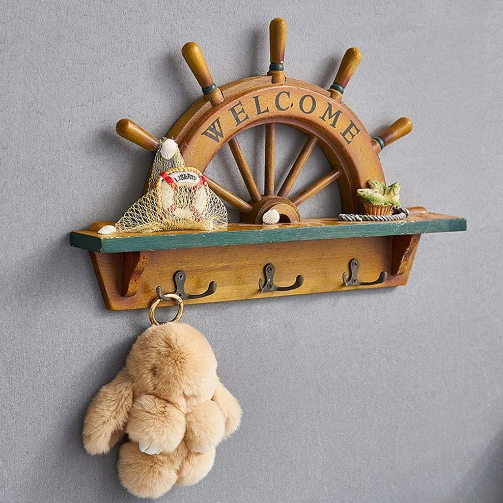 Wieszak na płaszcze Drewniany wieszak ścienny Wieszaki na płaszcze Ścienny Dekoracja ścienna, Heavy Duty Key Hat Rack Holder (Color : Natural)