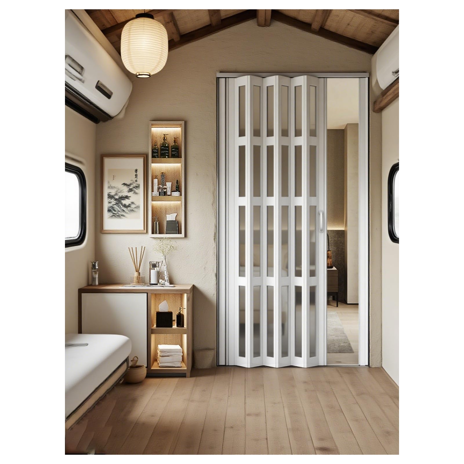 Porte a Libro Porta per Armadio a Soffietto Pieghevole Plissettata Bianca, Porte Interne per la casa Pre-appese, Porte scorrevoli per corridoi Interni dell'Armadio(44''x95''(112x241cm))