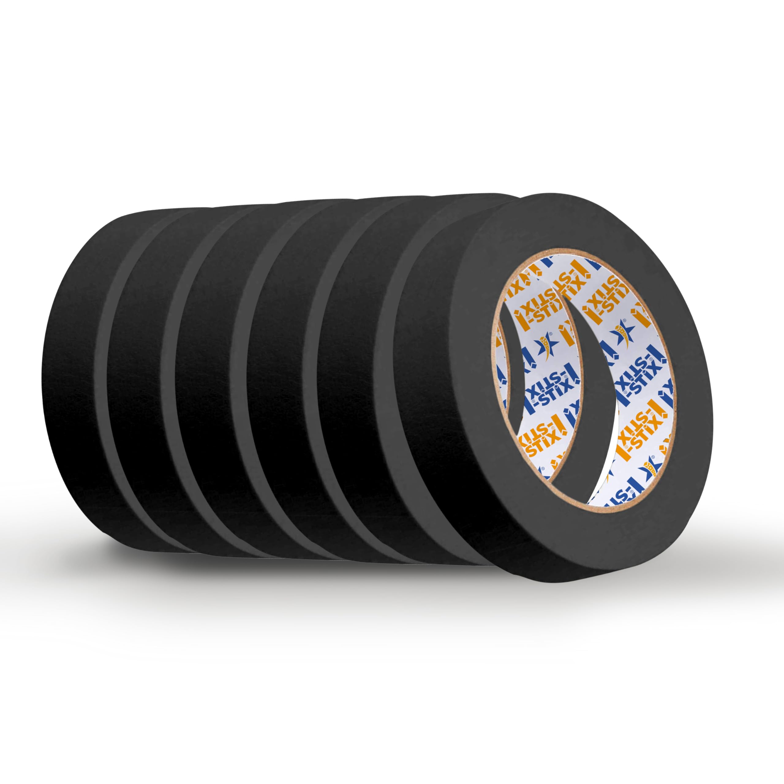 Premium 24mm x 20Y Masking Tape Pack of 6 – Easy Tear, Clean Removal, Black