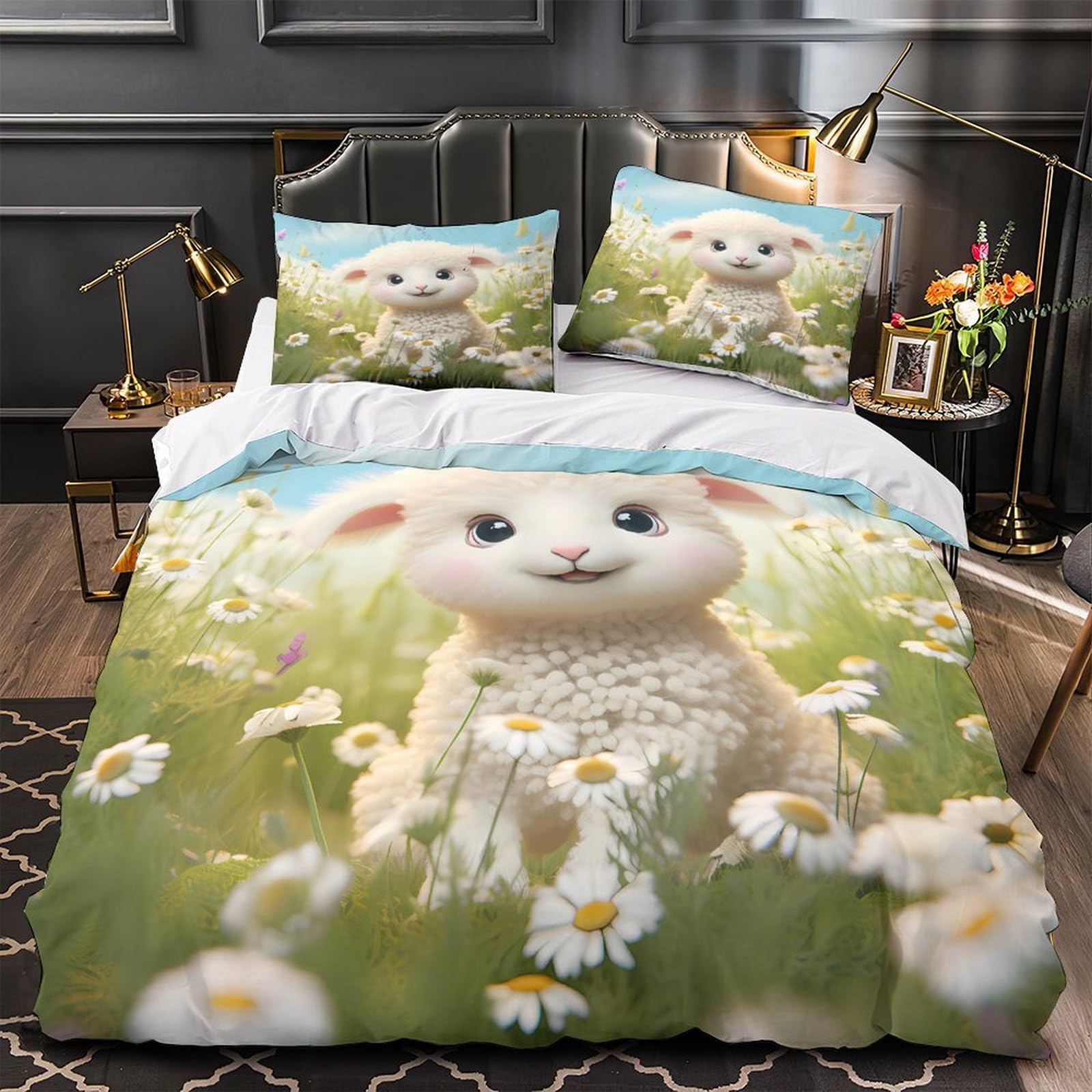 Parure de lit agneau mignon 140x200 fermeture éclair 3D