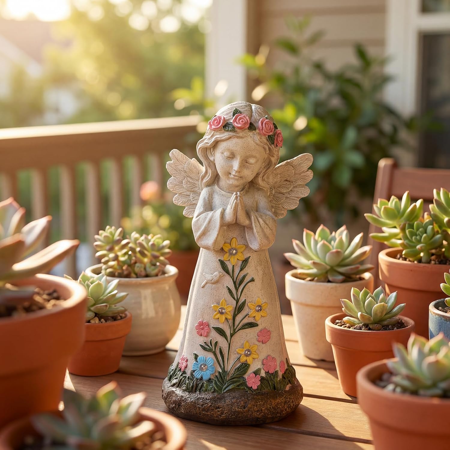 Rempry Solar Garden Angel Statue Decor for Yard Lawn Patio Outdoor, Unique Thanksgiving Anniversary Housewarming Decoration Gifts for Mom Grandma Women