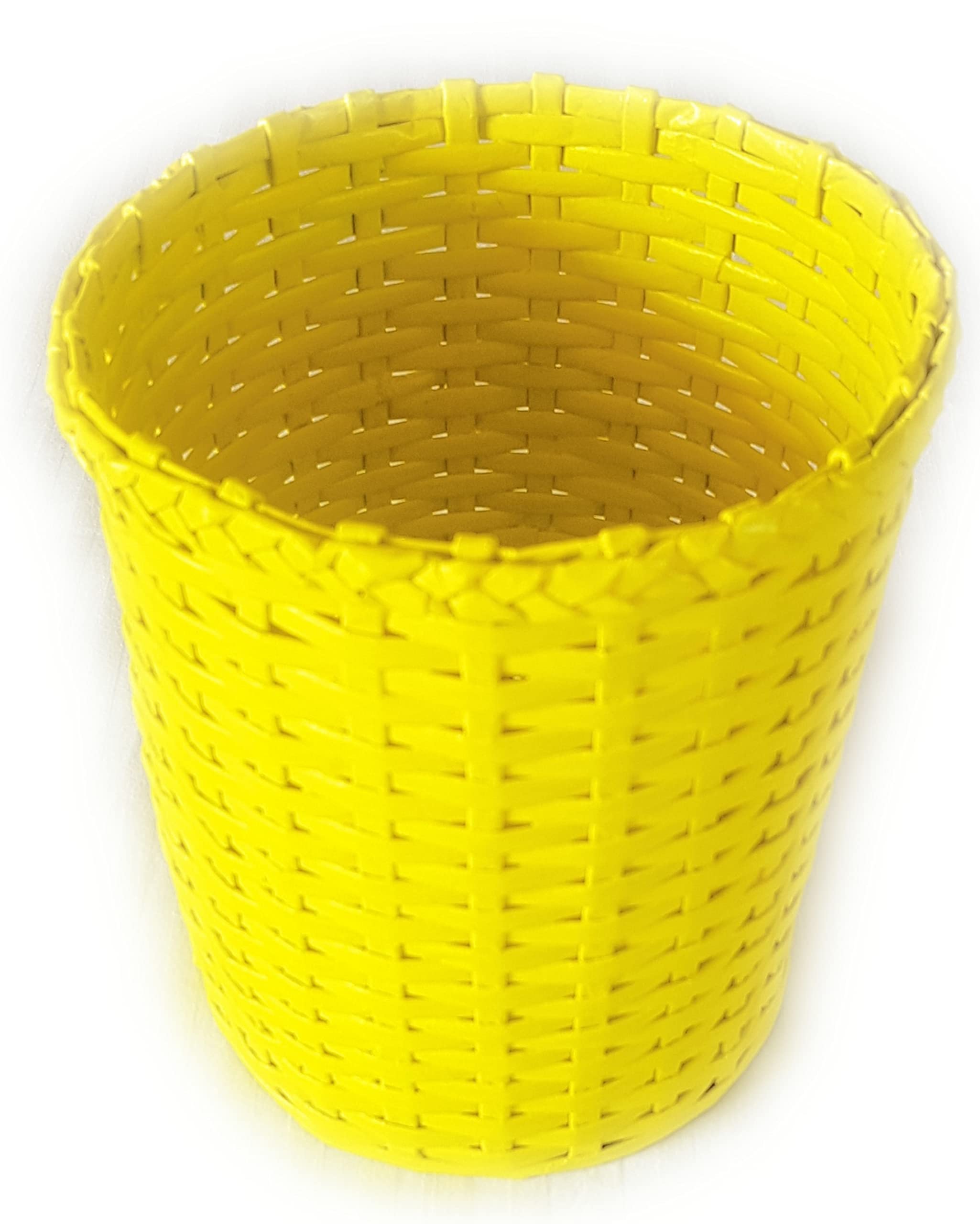 Sonas Creation Paperus, Small Size 8 Inch TALL, 5 Liter, Yellow, Open Top Waste Basket, Dustbin, Trashcan, Paper Bin, Vaastu, Eco-friendly, Handmade, of Paper Ropes-image-31