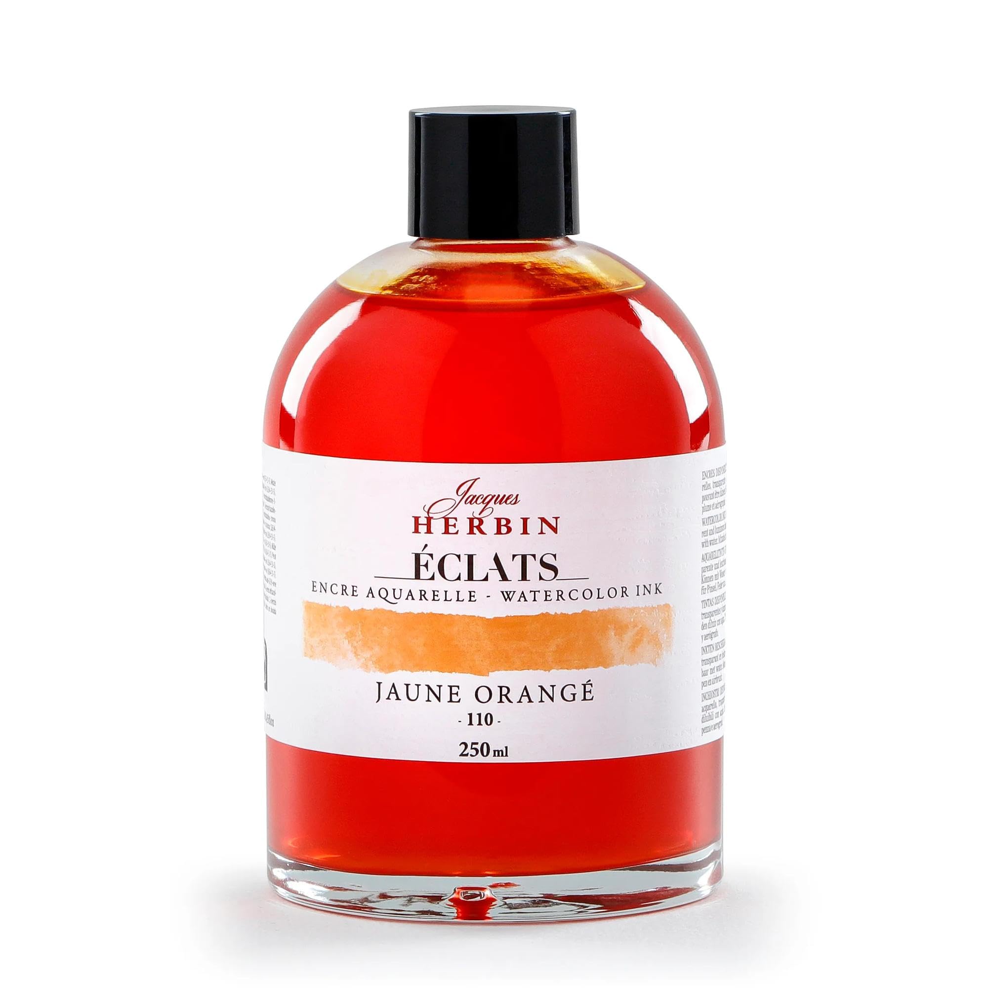 Jacques Herbin 18110TAMZ - Fine Art WaterColour Ink Sparkle-Jaune Orange/ Orange Yellow 250ml - Painting - Drawing - Calligraphy - Creative - Arts & Crafts — image 1