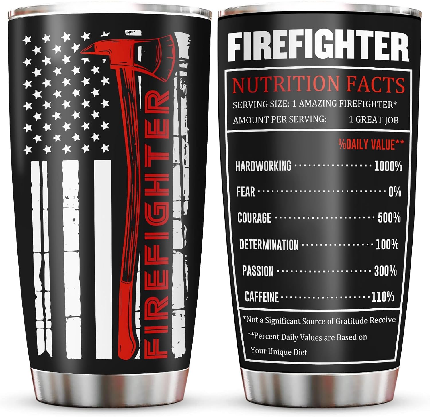 Firefighter Gifts For Men, Fireman, EMTs, First Responders, or Firefighter Retirements, Fire fighter Graduation Birthday Gifts, 20oz Tumbler with Lid