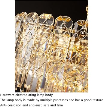 Braiton Crystal Chandelier, Luxury LED Pendant Light Fixture,Oval Raindrop Chandelier Adjustable Height for Villa, Hotel, Living Room, Dining Room, Kitchen Island,Clear