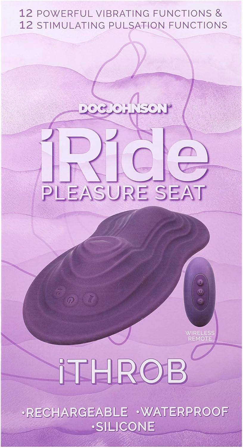Doc Johnson iRide Pleasure Seat - iThrob - Rechargeable with Wireless Remote - for Adults Only, Dusty Purple