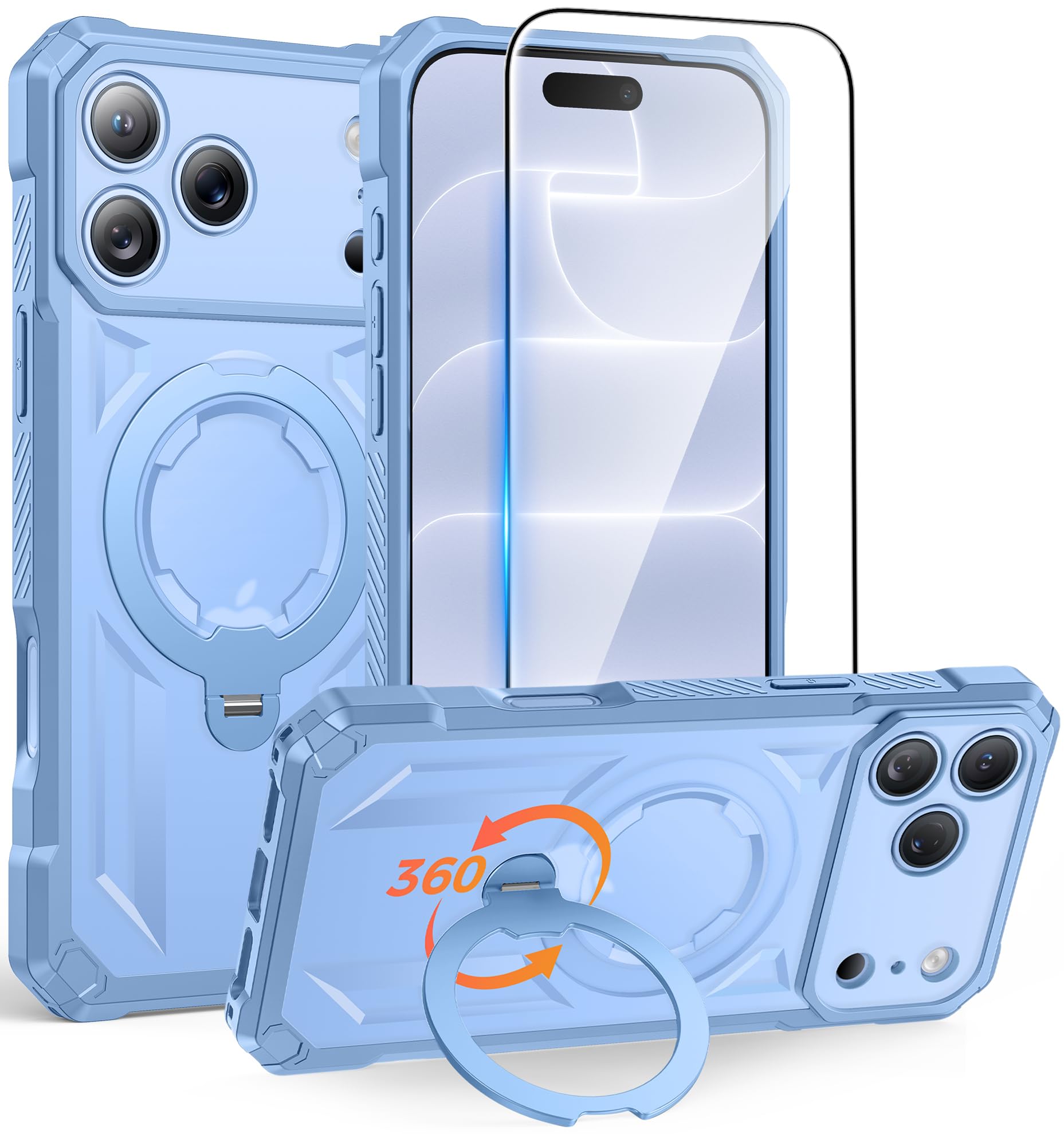 FNTCASE for iPhone 18 Pro Max/ 17 Pro Max Case with 360 Spin Magnetic Stand | Screen Prot…