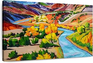 ElephantStock - October In New Mexico Wall Art - Horizontal Canvas Wall Art - Living Room Wall Decor - Painting New Mexico Canvas Art - Blue And Green Decor by Maxine Shore - 24" x 16"