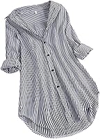 Vista 14 de Blusa de primavera de manga larga para mujer, estilo bohemio, de gran tamaño, con botones, para mujer, con solapa, holgada y cómoda