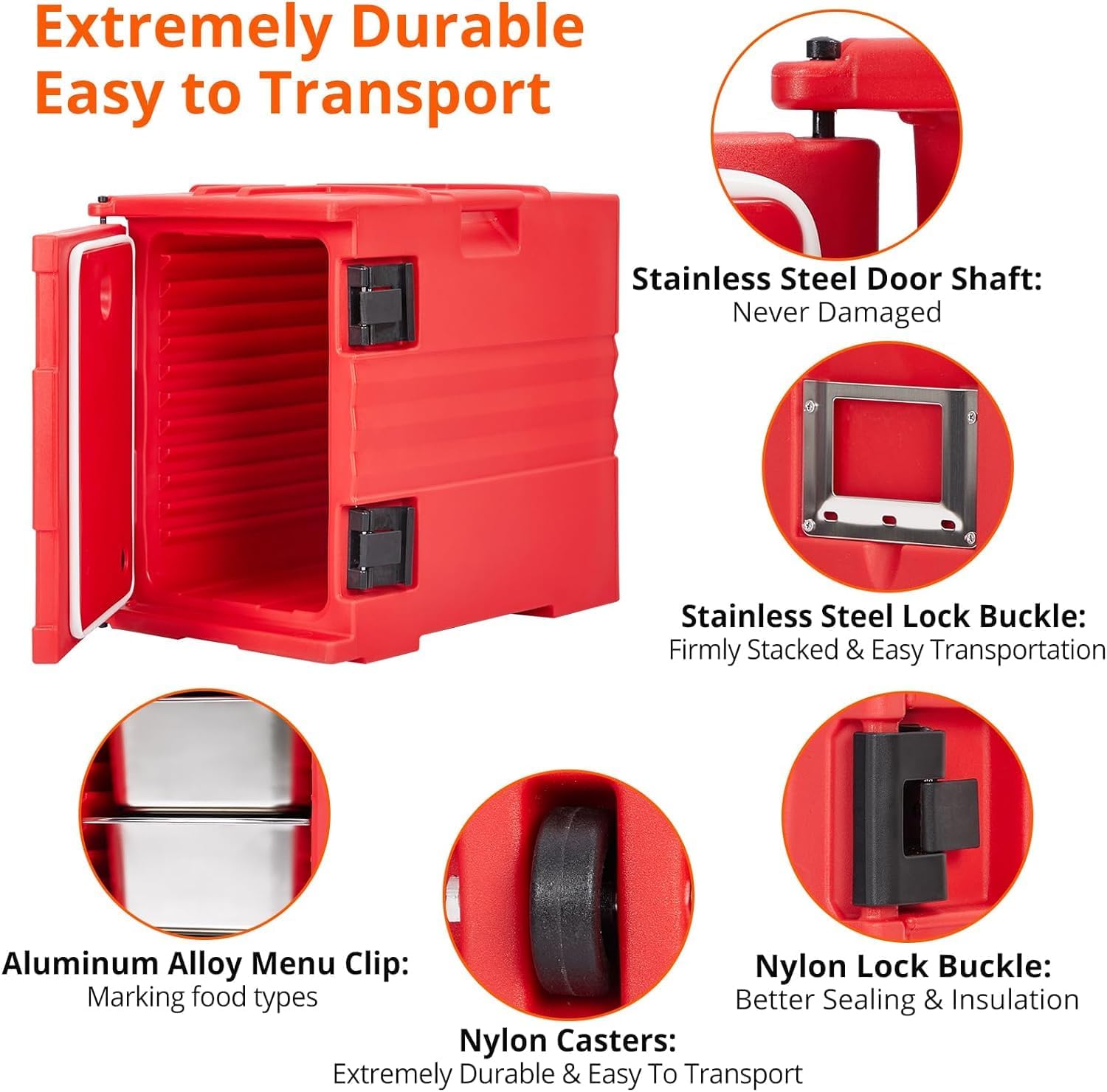 Food Warmer,Portable Food Warmer 82Qt Hot Box for Catering, Lldpe Food Box Carrier Double Catering for 3/6 ""or 6/2.5"" Plates for Family Gathering, Canteen, Restaurant