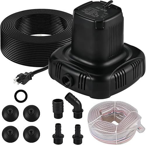 Bomba sumergible para cubierta de piscina 1350 GPH 15 HP 140W y 4 adaptadores para remoción de agua de natación sobre el suelo con manguera de 16.4