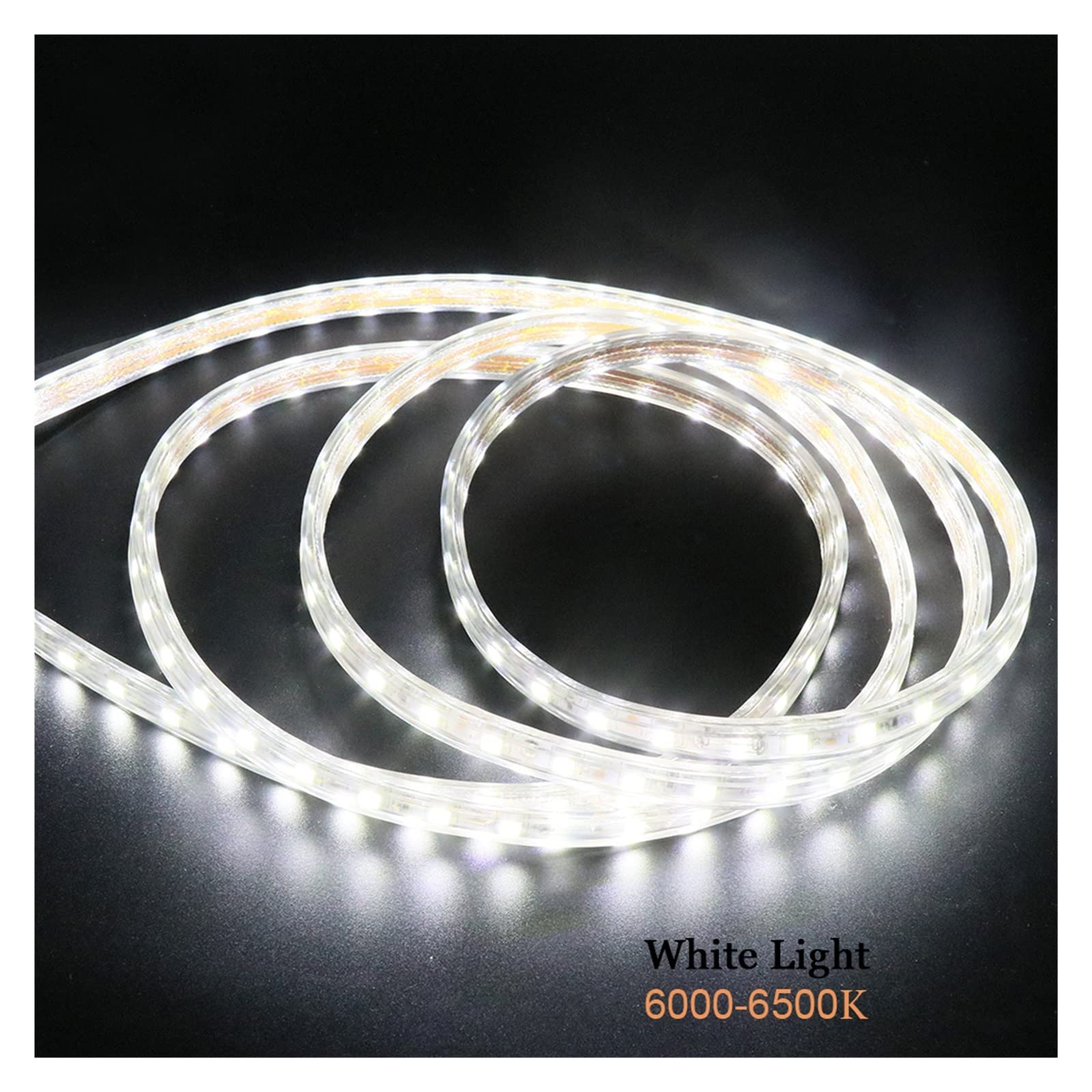 Taśma świetlna LED 220 V, 5050, wodoodporna, 60LED/m, elastyczna taśma świetlna LED, możliwość przyciemniania do użytku na zewnątrz, 1m, 2m, 5m, 10m, 20m, 30m, 50m, 100m (220v ciepła biel, 1m