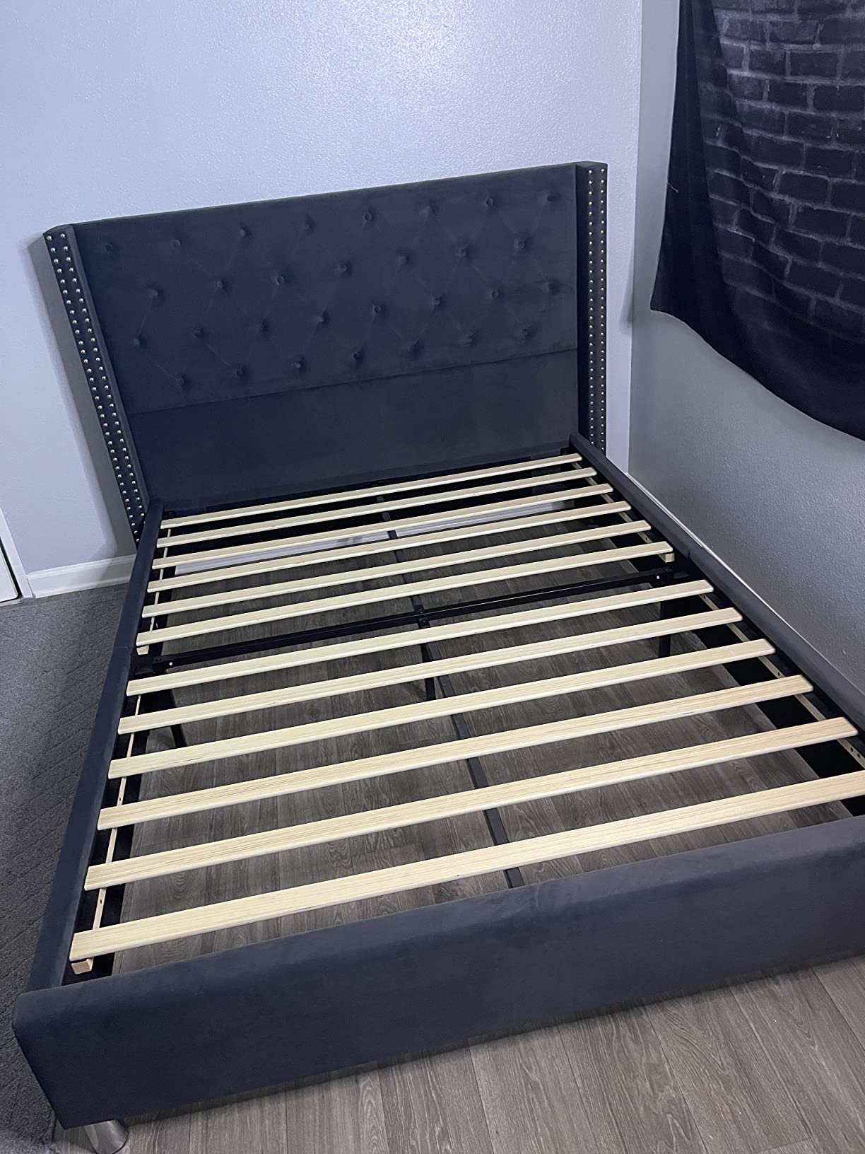 41/mo Finance Jocisland Bed Frame King Size Velvet Tufted