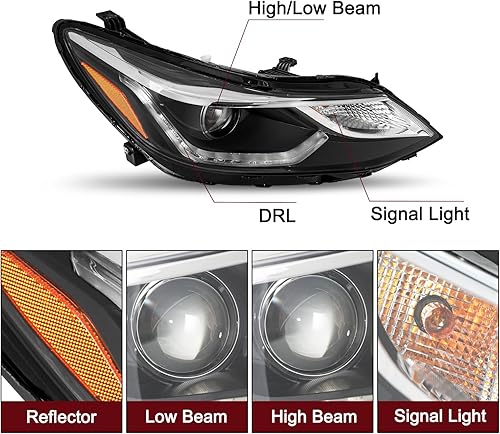Miniatura 5 de JSBOYAT Compatible con el conjunto de faros delanteros Chevy Cruze 2016-2019 de repuesto tipo halógeno proyector con LED DRL Factory Headlamp estilo