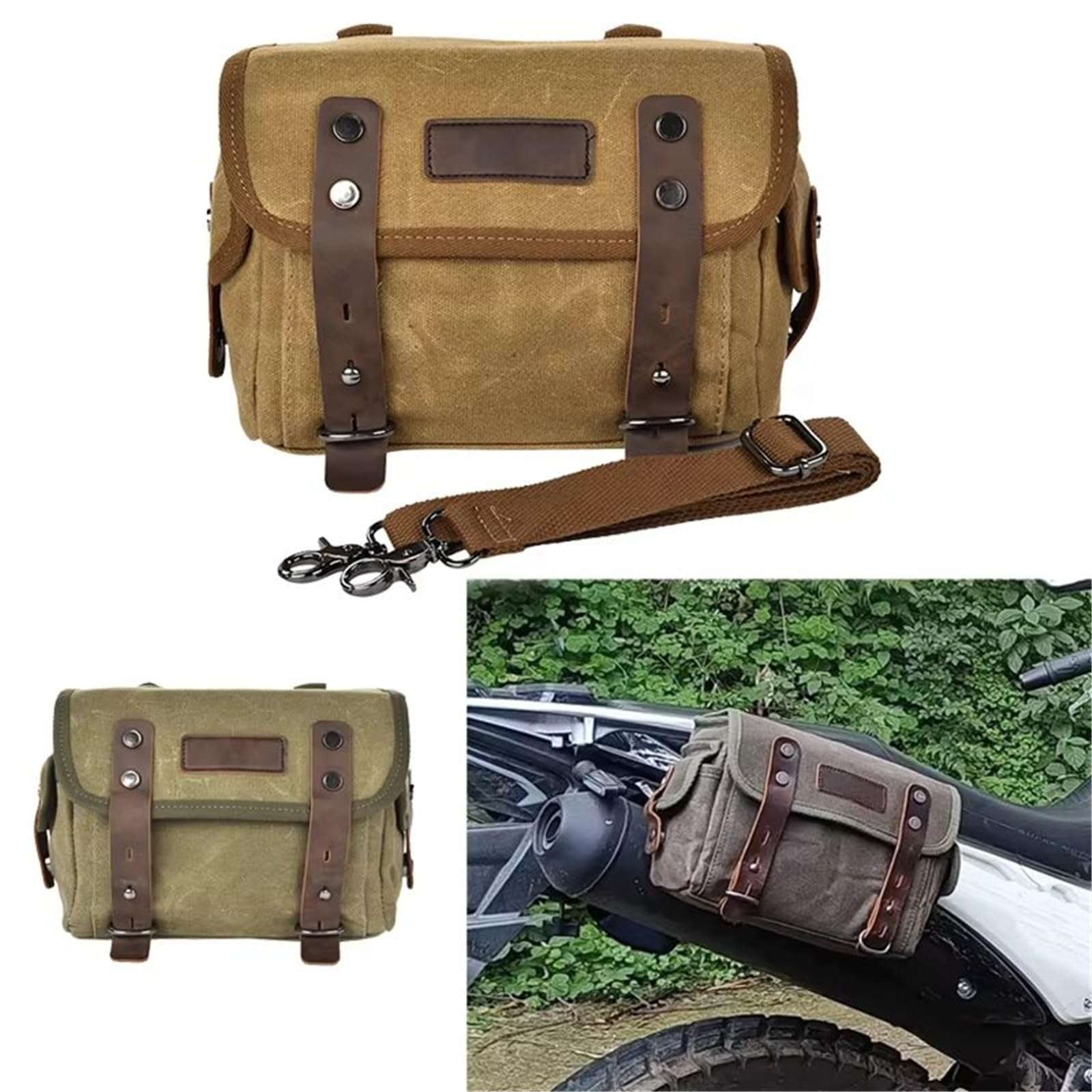 Selle Sac À Dos Moto Sacoche De Moto Étanche Vintage Rétro Arrière Pour En Toile Cirée Côté Conducteur