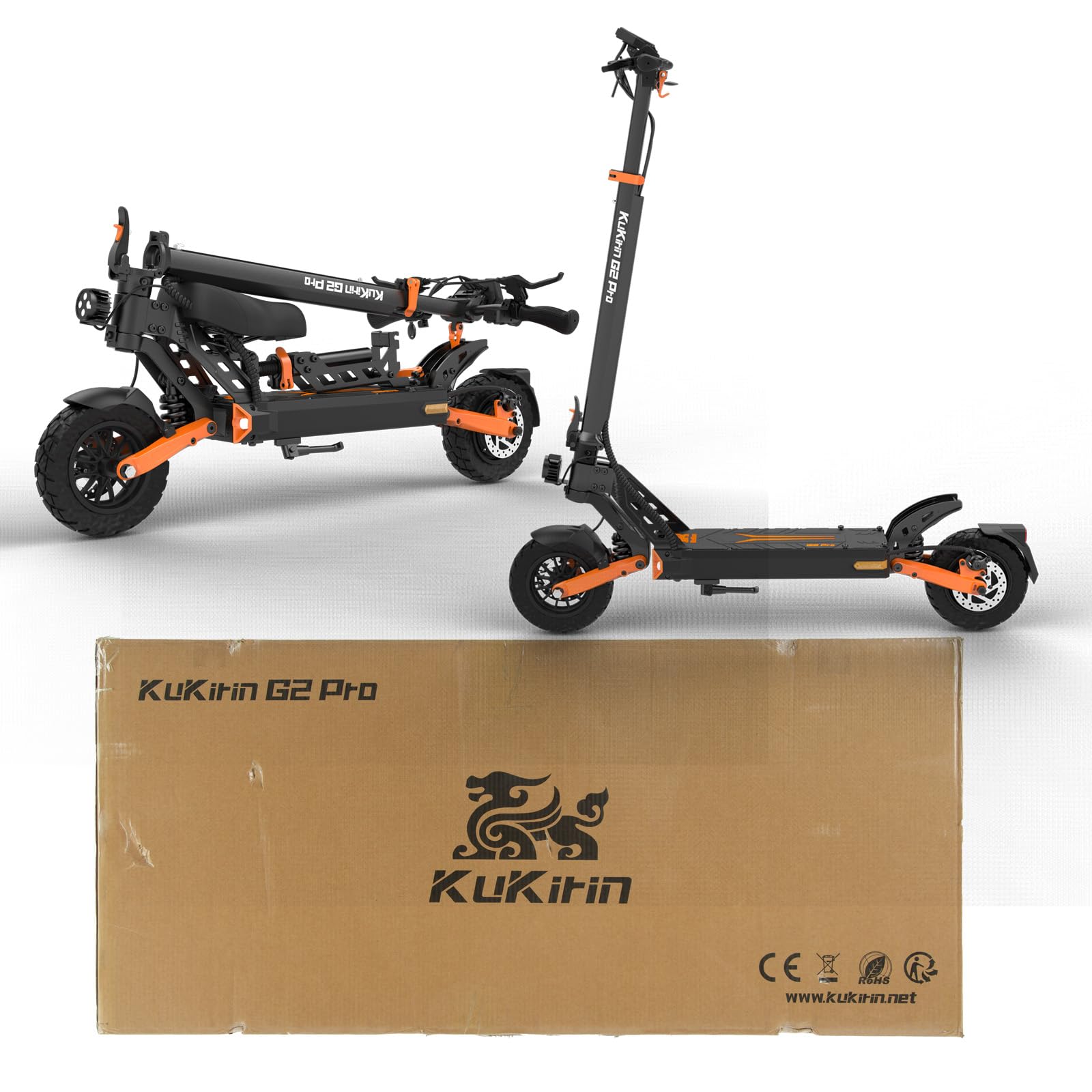 KuKirin G2 | Pro | Más Vendido Patinete Eléctrico 9" Neumáticos Vacío Offroad 48V 15.6Ah ≤58km Autonomía IP54 Doble Freno Disco LED Pantalla Ajustable Plegable Suspensión Total