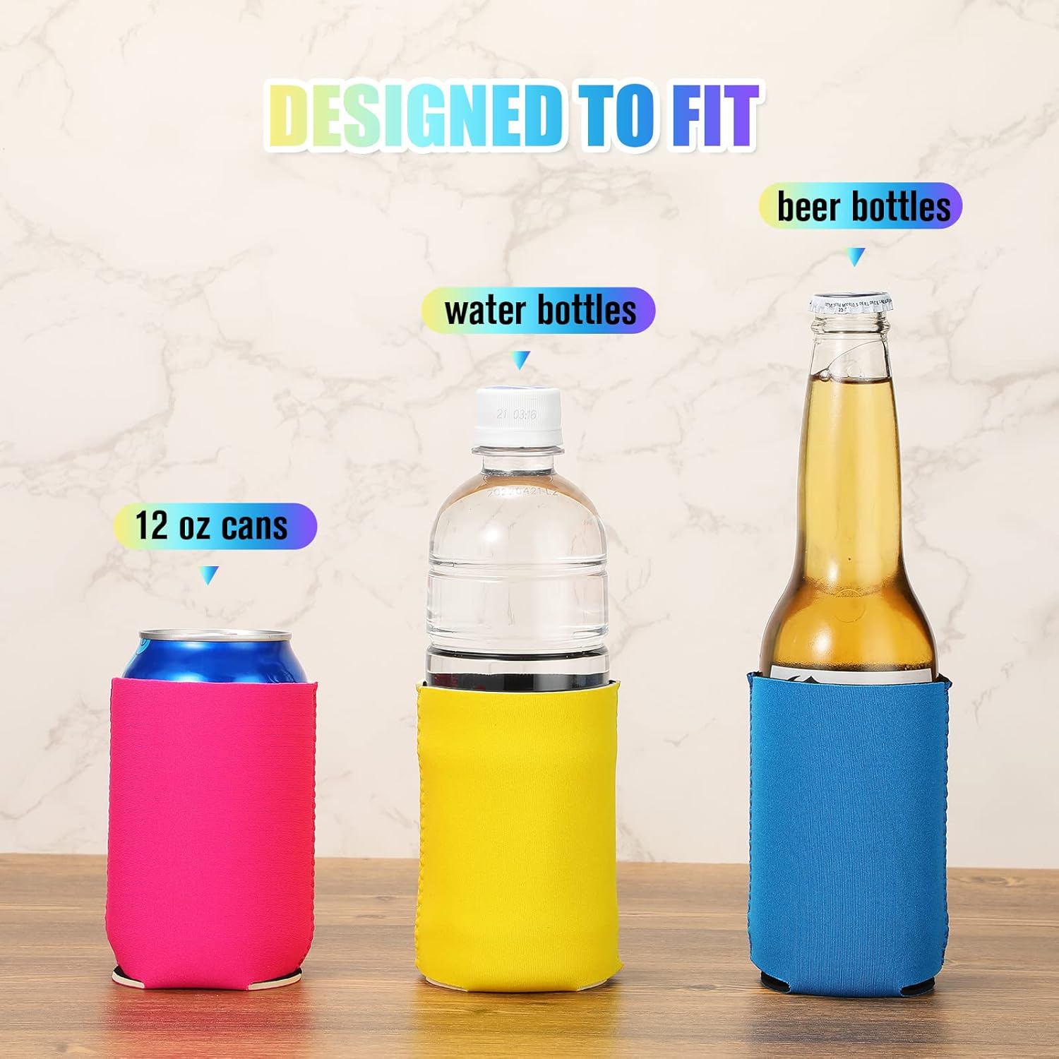 100 Pack Blank Beer Can Cooler Sleeves Soft Insulated Reusable Drink Cooler Bulk Collapsible Sublimation Can Cooler Sleeves for Wedding Party Supplies (Vivid Colors, Simple Style)