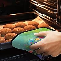 Vista 7 de Juego de 2 soportes para ollas de pintura de acuarela floral abstracta, resistentes al calor, para microondas, horno, horno y barbacoa