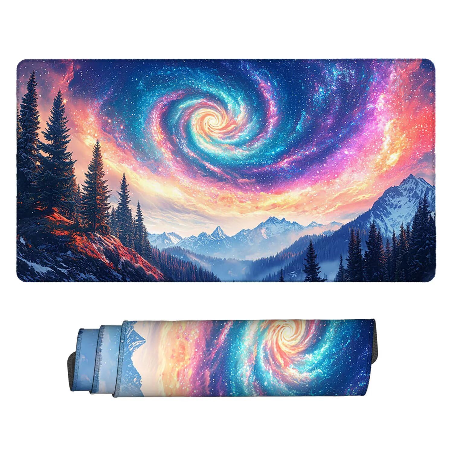 Podkładka pod mysz do gier XXL Mousepad 1000 x 500 mm, duża podkładka pod biurko z antypoślizgową gumową podstawą dla graczy, poprawia precyzję i szybkość (gwiaździste niebo) X-907