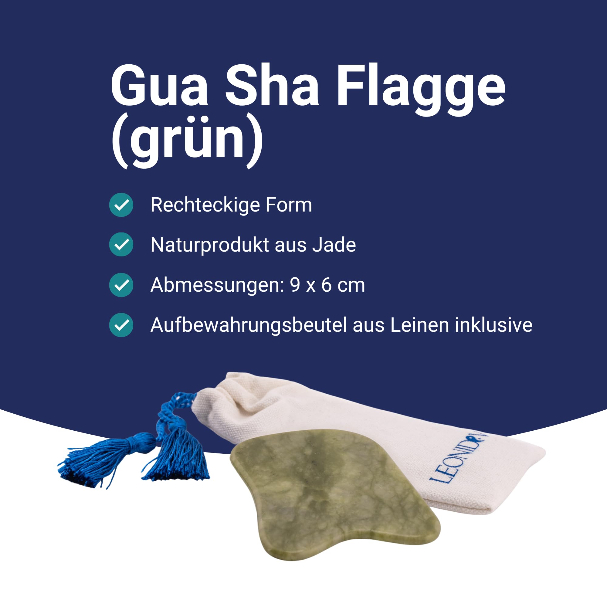 PREMIUM Gua Sha Jade Stein - 100% natürliche Hautpflege für Straffung der Haut - Gesichtsmassage für Augen und Körper - Natürliche Skin Care - Lymphdrainage und Hautverjüngung