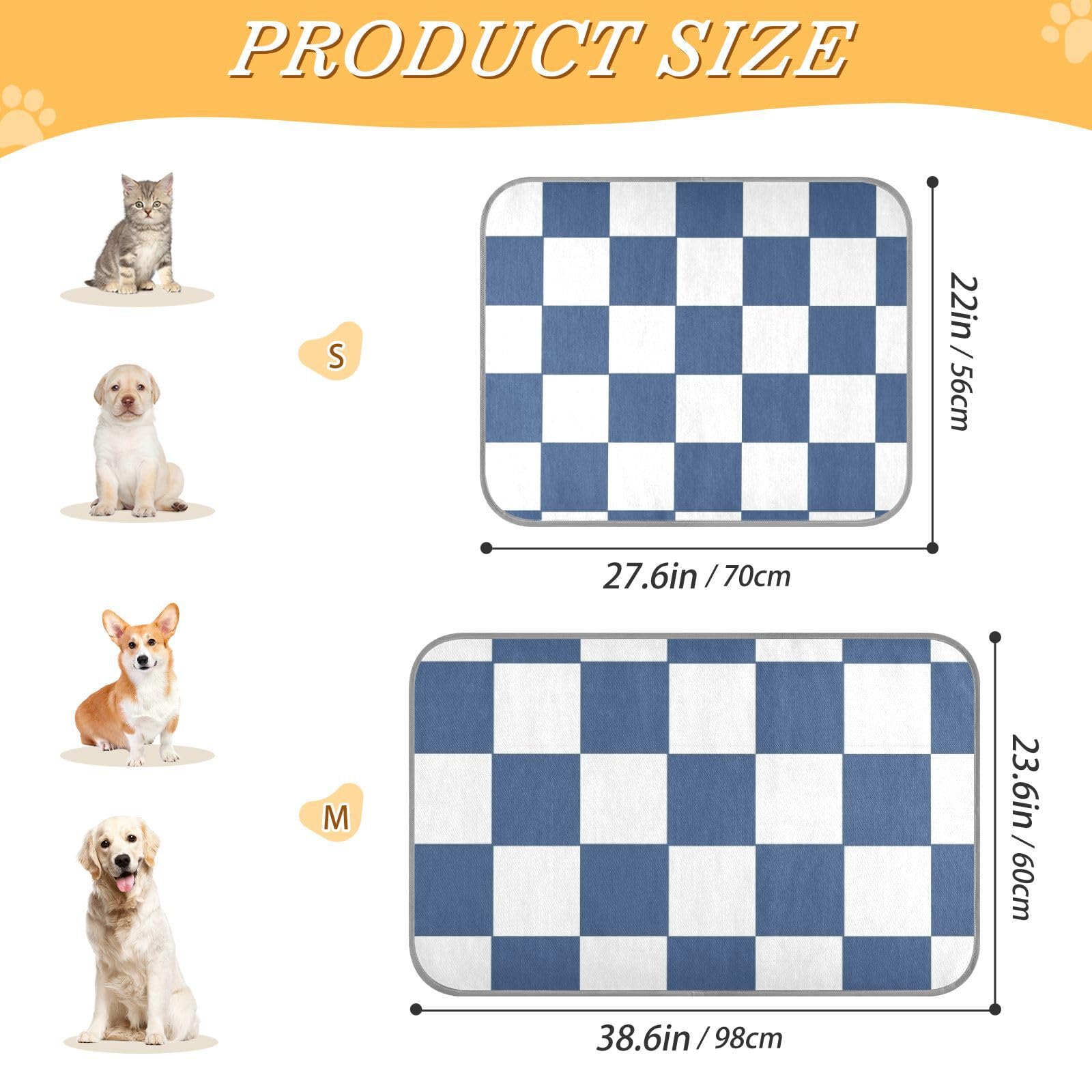 EtherSpher White and Blue American Plaid Summer Dog Cooling Self Cooling cat beds for Outdoor Cats for Chihuahua Outside cat Portable cama Fria para perro M