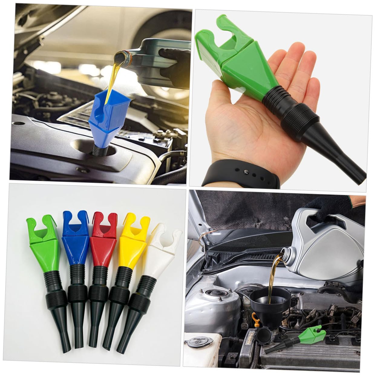 Alipis 10Pcs Flexible Automotive Oil Funnels Kit Portable Clamp Design for Hands Filling Spout for Cars and Motorcycles Coolant Funnel for Easy Refueling