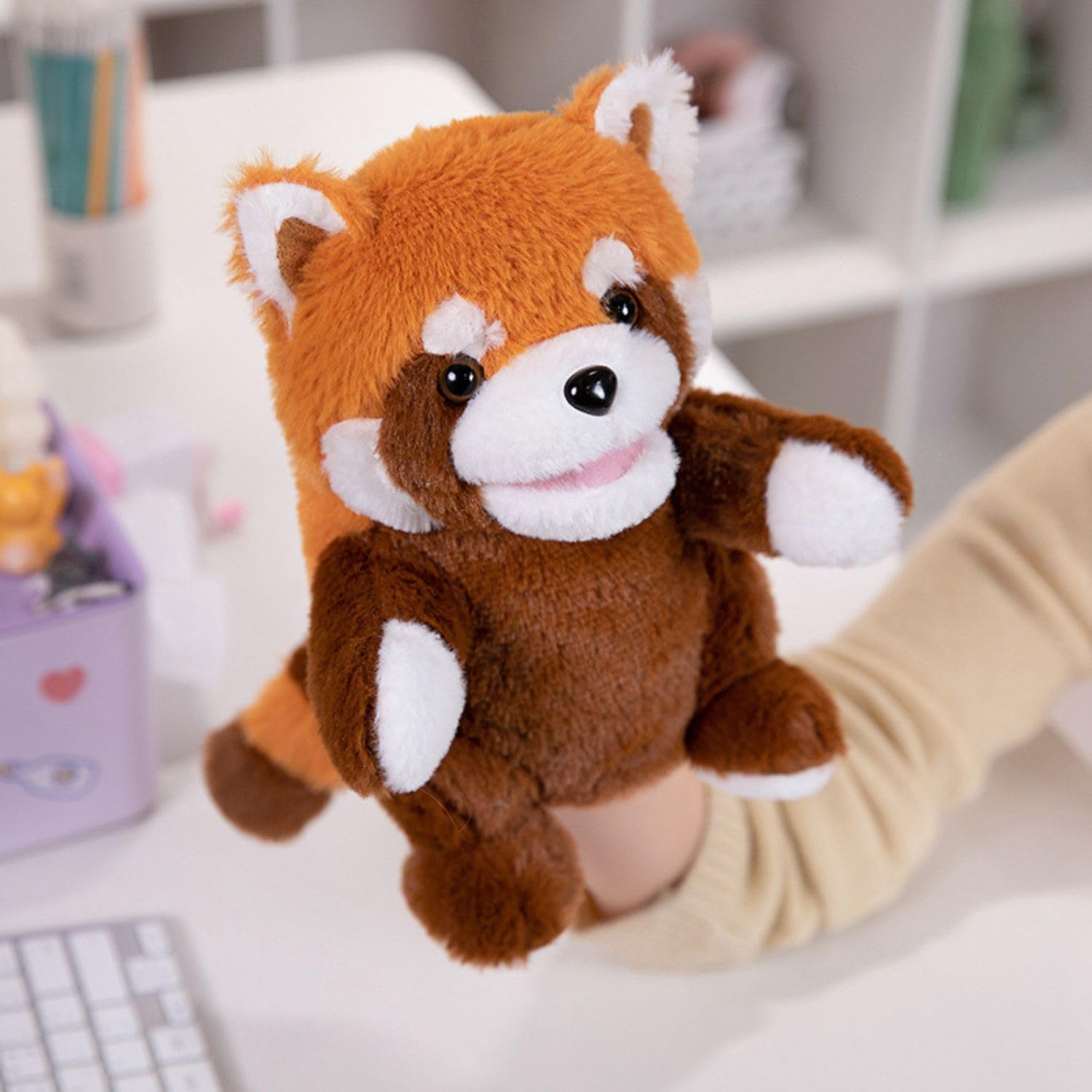 FunBlast Plush Animal Hand Puppets - Soft & Cuddly Animal Figure Puppets for Kids, Storytelling & Role Play, Fun Educational & Learning Toys for Toddlers & Children (Red Panda)