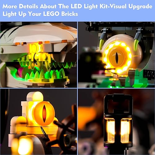 Miniatura 3 de Kit de luces LED compatible con Lego DREAMZzz Nightmare Shark Ship 71469, juego de iluminación creativa mejorado, accesorios compatibles con Lego