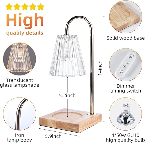 Miniatura 2 de Lámpara calentadora de velas con 4 bombillas, lámpara de vela con función de temporizador, compatible con velas de tarro, calentador de velas